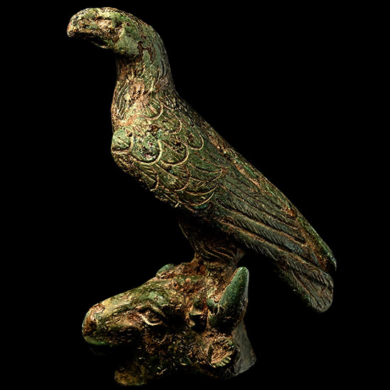 Roman Bronze Eagle on Bulls Head