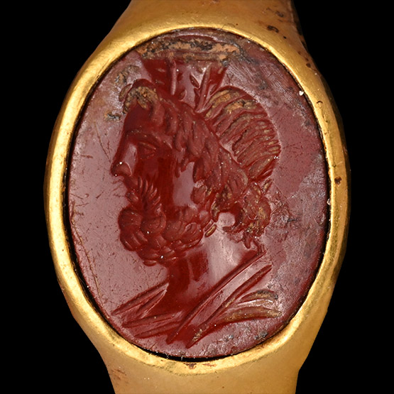 Roman Gold Ring with Bust of the God Serapis