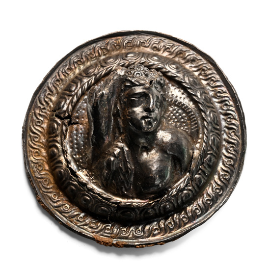 Greek Silver Phalera with Dionysus