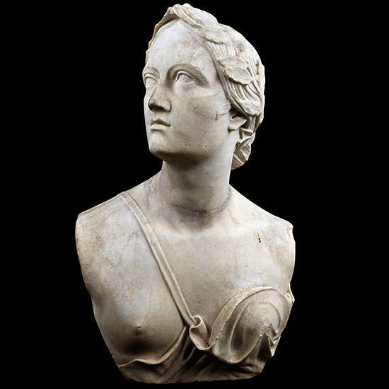 Large White Marble Bust of Diana the Huntress