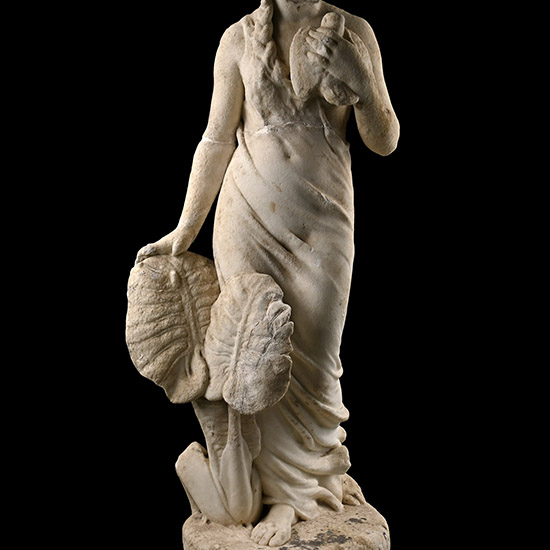 Large Carved Marble Statue of a Headless Maiden Holding a Dove