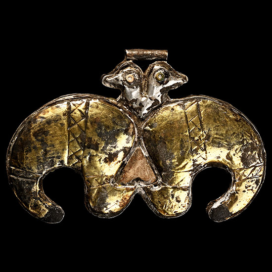Proto-Elamite Silver Double Bird Pendant