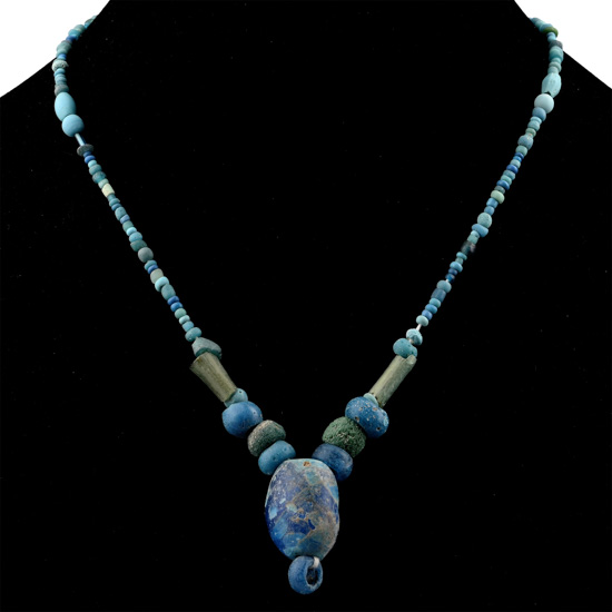 Roman and Other Blue and Green Glass Bead Necklace String