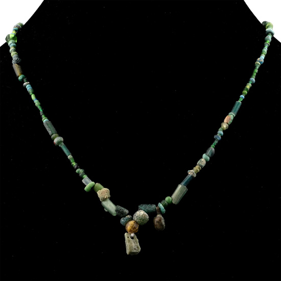 Roman and Other Green Glass Bead Necklace String