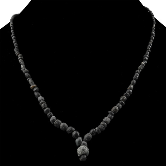 Roman and Other Black Glass Bead Necklace String