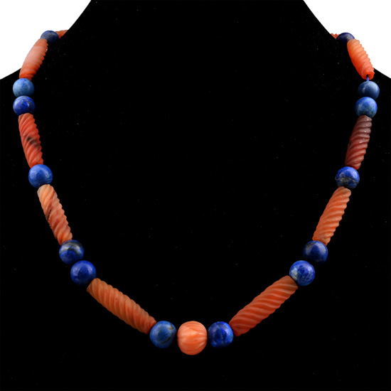 Bactrian Style Lapis Lazuli and Other Stone and Glass Bead Necklace String