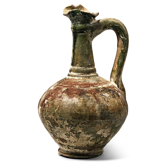 Western Asiatic Green Glazed Pottery Jug
