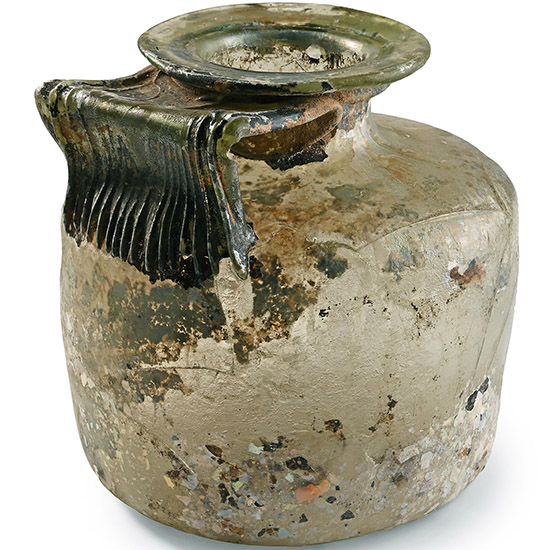 Large Roman Glass Jug with Iridescence