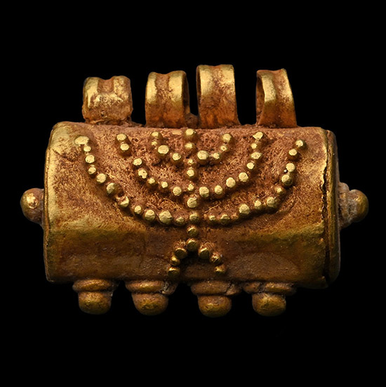 Judaean Gold Amulet Case with Menorah