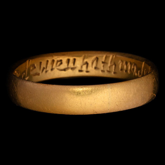 Large Post Medieval Providence Divine Hath Made Thee Mine Gold Posy Ring