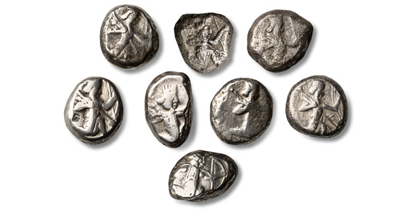 Group of Eight [8] AR Sigloi of Achaemenid Empire.