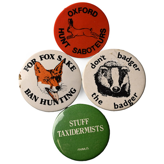 Anti-Hunting Vintage Pin Badge Collection