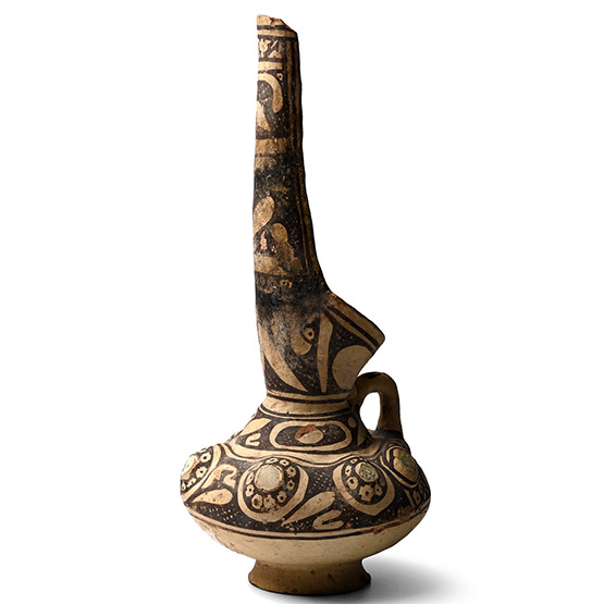 Western Asiatic Terracotta Zoomorphic Vessel with Glass Inlays