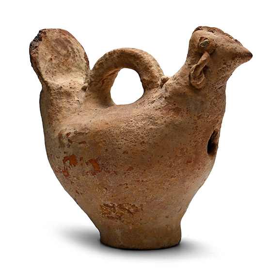 Western Asiatic Terracotta Bird Vessel with Glass Eyes