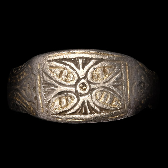 Medieval Silver Floral Decorated Ring