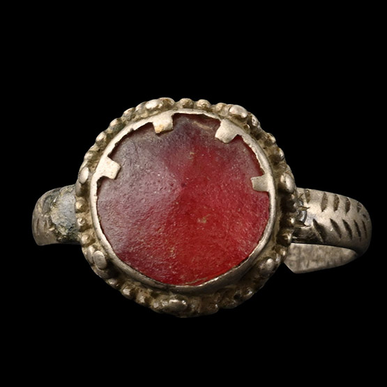 Post Medieval Silver Ring with Cabochon
