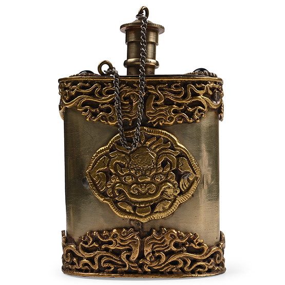 Tibetan Brass Hip Flask