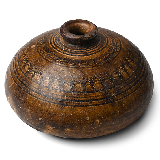South East Asian Glazed Ceramic Oil Vessel