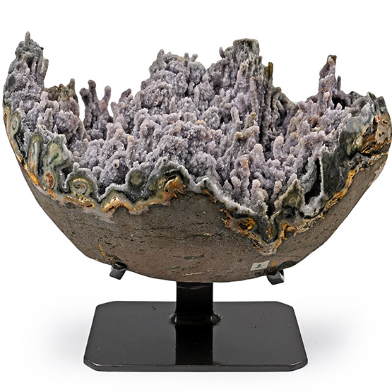 Round Amethyst Crystal Geode with Polished Borders