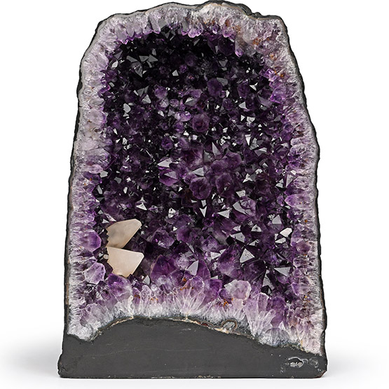 Cathedral Geode Half with Amethyst and Calcite Crystals
