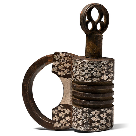 Inlaid Iron Padlock with Key