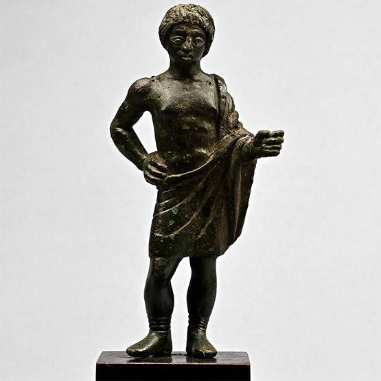 Etruscan Bronze Statuette of a Draped Hero