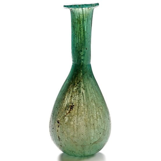 Roman Marbled Turquoise Glass Bottle