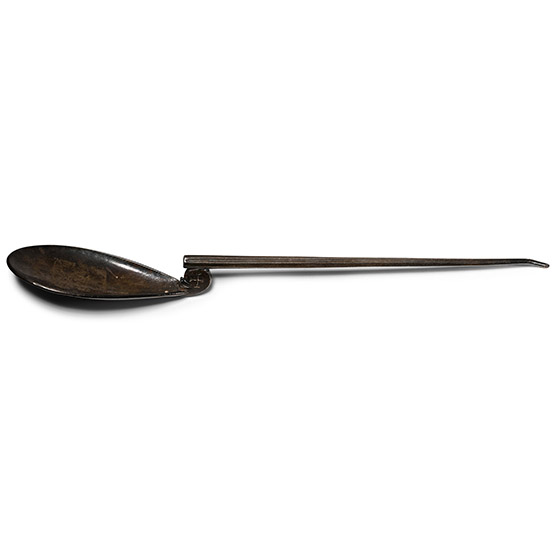 Byzantine Silver Swan-Necked Ligula Spoon with Cross