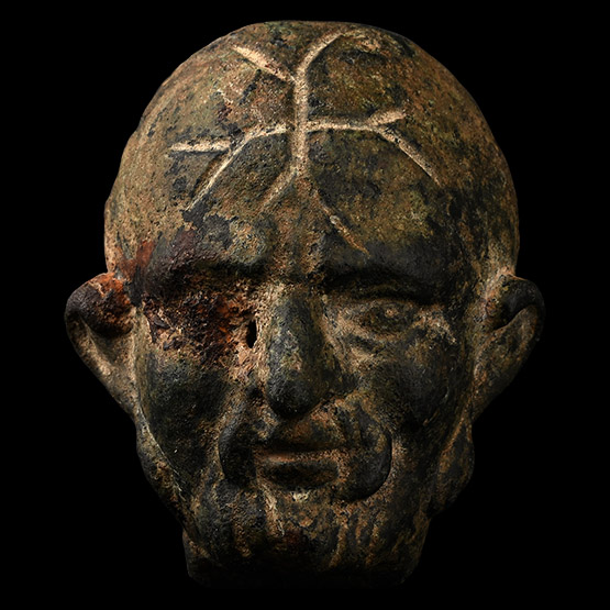 Roman Bronze Money Box with Cross