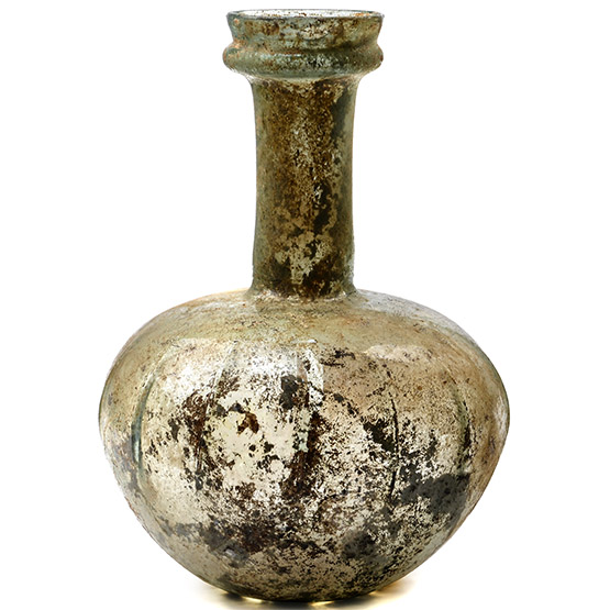 Roman Ribbed Glass Bottle