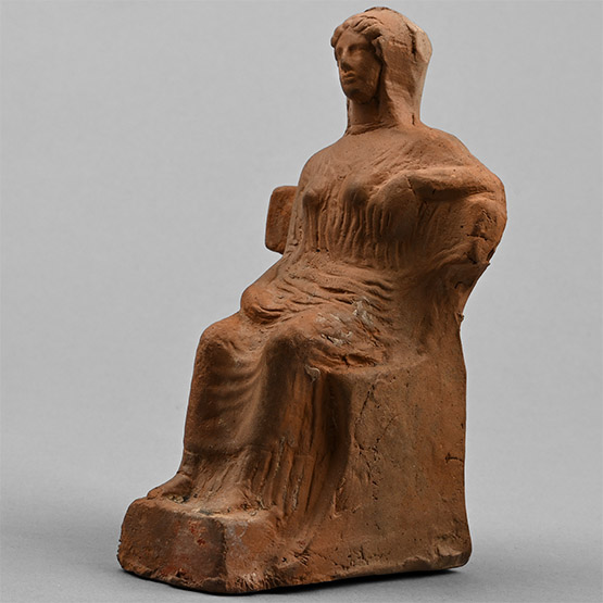 Greek Terracotta Figure of a Seated Goddess
