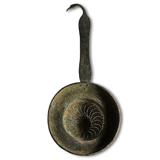 Greek Bronze Swan-Headed Wine Strainer