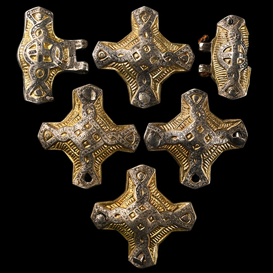 Pre-Viking Heavy Silver-Gilt Belt Mount Set