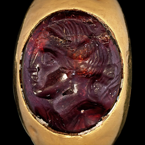 Greek Gold Ring with Artemis Gemstone