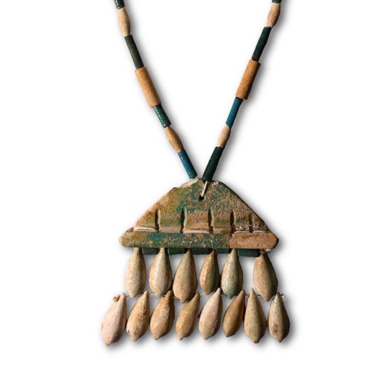 Egyptian Faience Necklace with Pendant