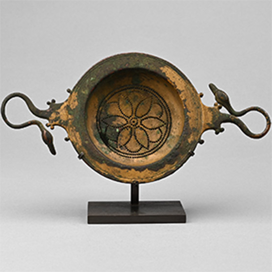 Greek Bronze Wine Strainer with Swan-Head Handles