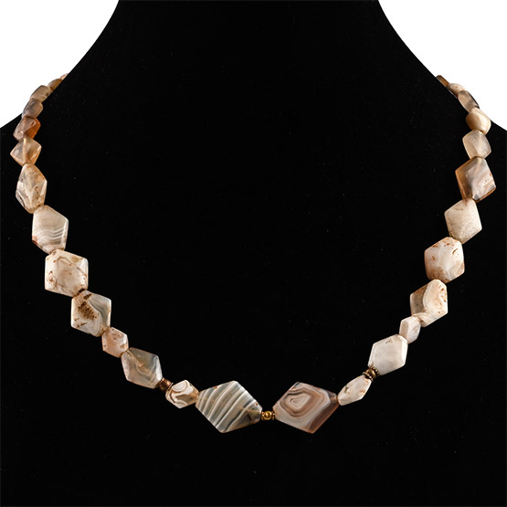 Western Asiatic Pale Agate and Gold Bead Necklace