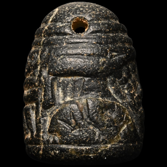 Western Asiatic Black Stone Cylinder and Stamp Seal with Animal Frieze