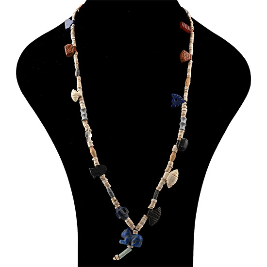Stone Animal and Other Amulet Necklace