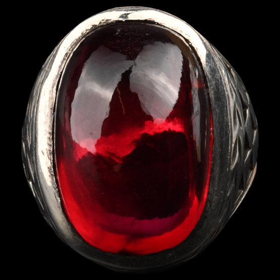 Silver-Coloured Metal Ring with Bead Gem