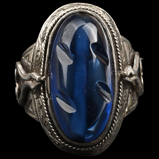 Silver-Coloured Metal Ring with Bead Gem