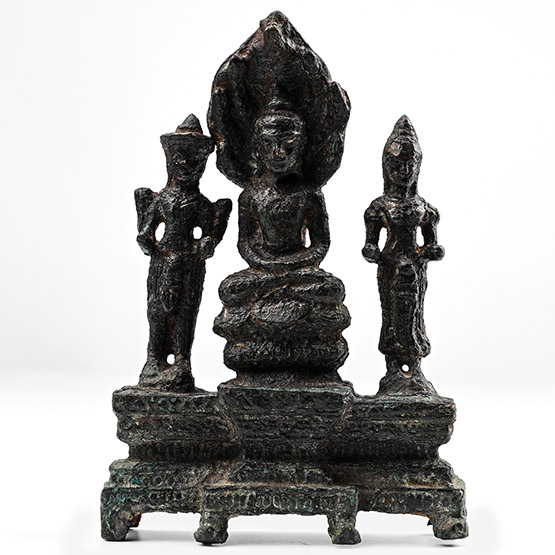 Tibetan Bronze Seated Buddha with Attendants