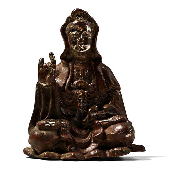 Chinese Bronze Seated Firgure of  Guanyin, the Goddess of Mercy