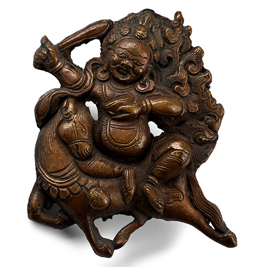 Indian Bronze Plaque with Riding Deity