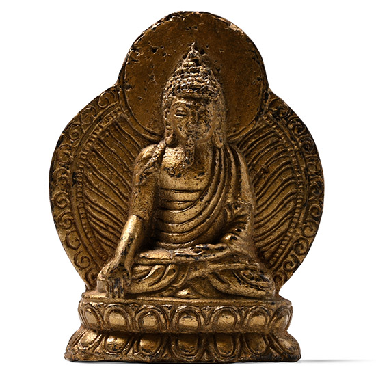 Chinese Gilt Bronze Seated Buddha Plaque