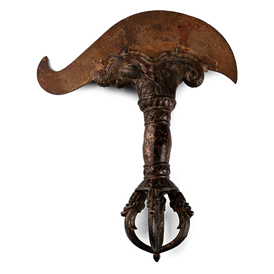 Tibetan Gilt Bronze Ritual Kartika Knife