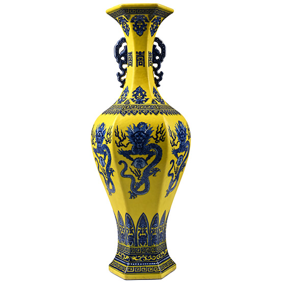 Large Chinese Glazed Ceramic Dragon Vase