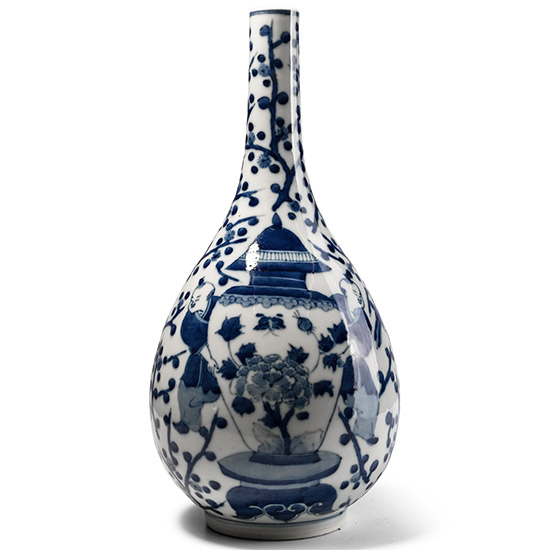 Large Japanese Blue and White Glazed Vase