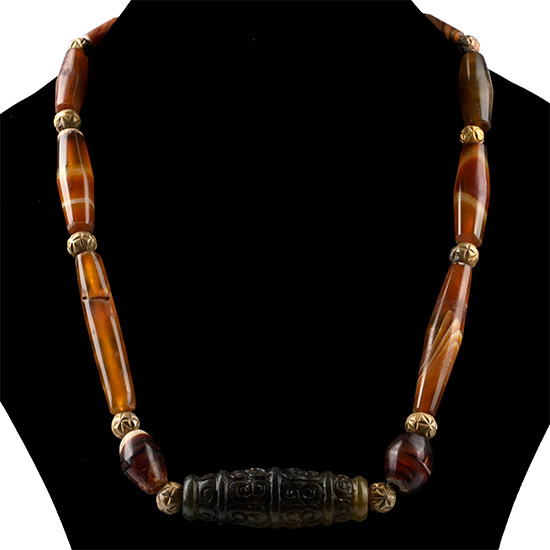 Tibetan Carnelian Prayer Bead Pendant Necklace