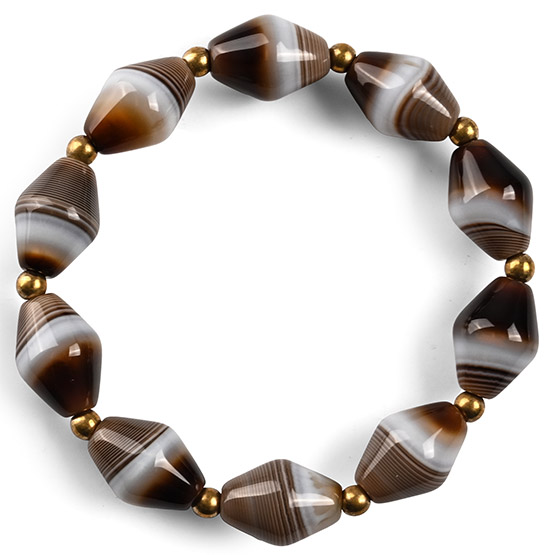 Tibetan Banded Agate Prayer Bead Bracelet